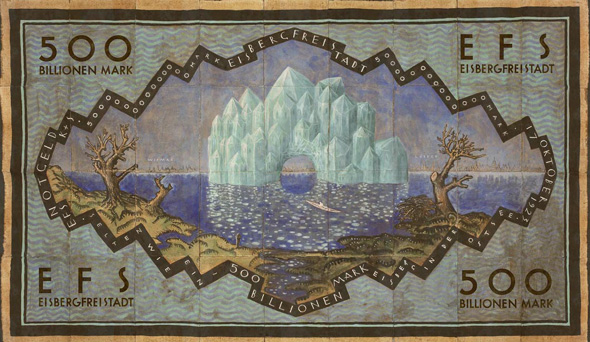 Kahn/Selesnick, Billion Mark Notgeld, 76.2 x 127 cm, flashe on paper, 2007