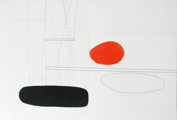 Jürgen Partenheimer, The Raven Diaries #28 (adumbration), ink, pencil, watercolour on paper. Courtesy Häusler Contemporary Munich/Zürich