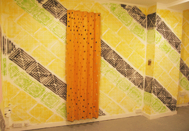 Gate 2008- Fabric and stencil from found materials