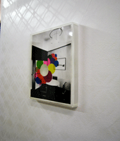 Stencil and found image with felt pen