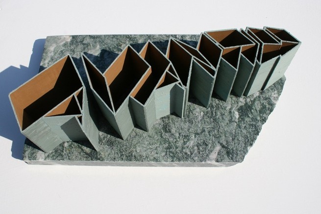 Avanti (2009) Wood, pigment and salvaged marble. 50 x 30 x 15cm.<br class=