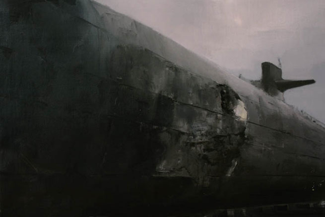 ADRIAN GHENIE, The Hit <br/>oil on canvas, 80 X 52 cm, 2007<br/>Image � the artist. Courtesy Tim Van Laere Gallery, Antwerp, Belgium<br/>