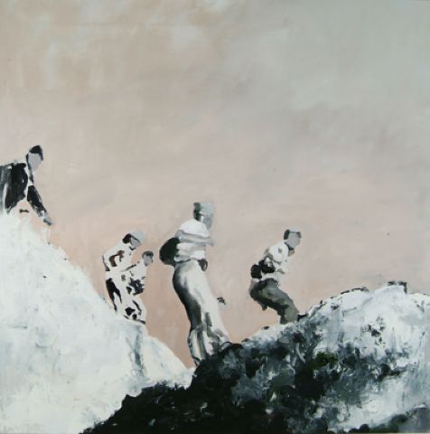 Marius Bercea, Climbers, 2007<br/>Oil on canvas, 99.1 x  97.8 cm <br/>Image � Marius Bercea, Courtesy Eleven, London<br/>