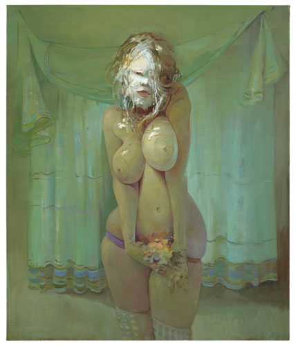 Lisa Yuskavage, PieFace, 2008 <br/>Oil on linen, 48 x 40 1/4 x 2 inches 121.9 x 102.2 x 5.1 cm <br/>Image � Lisa Yuskavage, Courtesy David Zwirner Gallery, New York<br/>