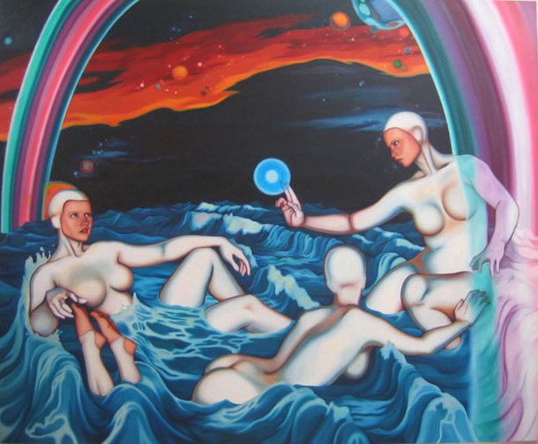 Megan Burns<br/>Three, 2008<br/>Oil on canvas, 72 x 88 in<br/>