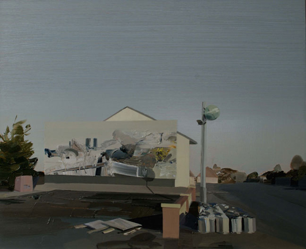 Cinema billboard at Ballyedmond, Co.Wexford, 2010<br/>Oil on board<br/>40 x 49 cms<br/>