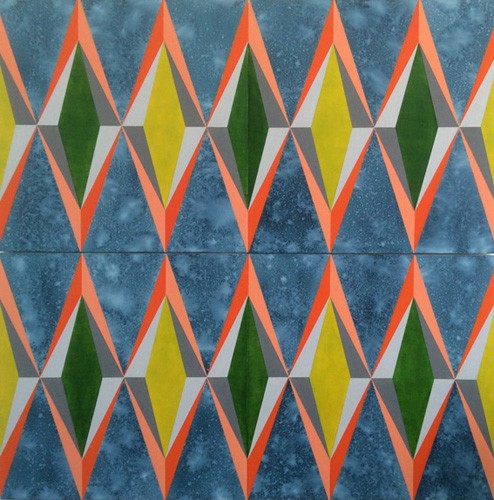 NEVER MORE THAN LIGHTLY SLEEPING<br/>120cm x 120cm<br/>mixed media on 4 panels<br/>