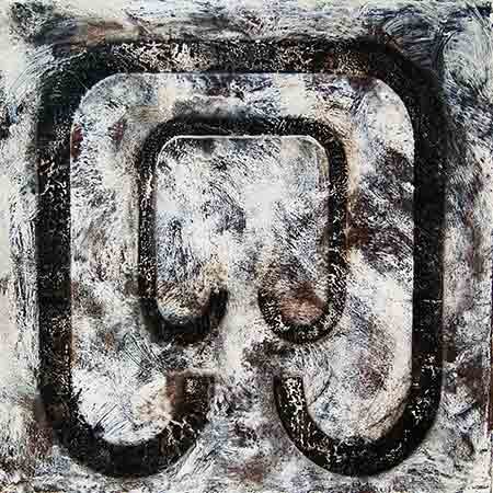 LEERIE I, 2015<br/>Mixed Media/ Wax on Canvas<br/>50 x 50 cms<br/>